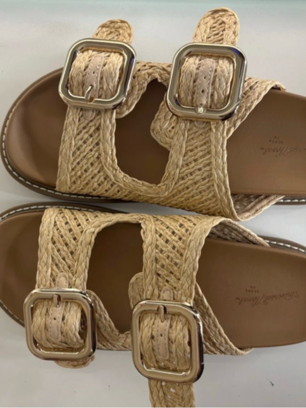 Target Braided Raffia Double Buckle Sandals - Natural